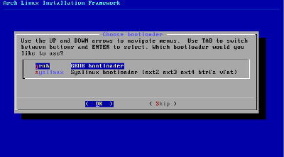 Choix bootloader